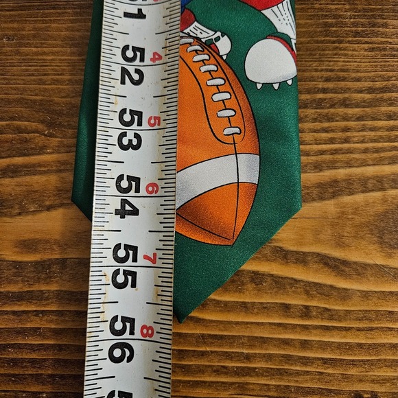 Tie Tales Christmas Football Novelty Tie Men's Green Holiday Sports Neck Tie 199 - Picture 9 of 9